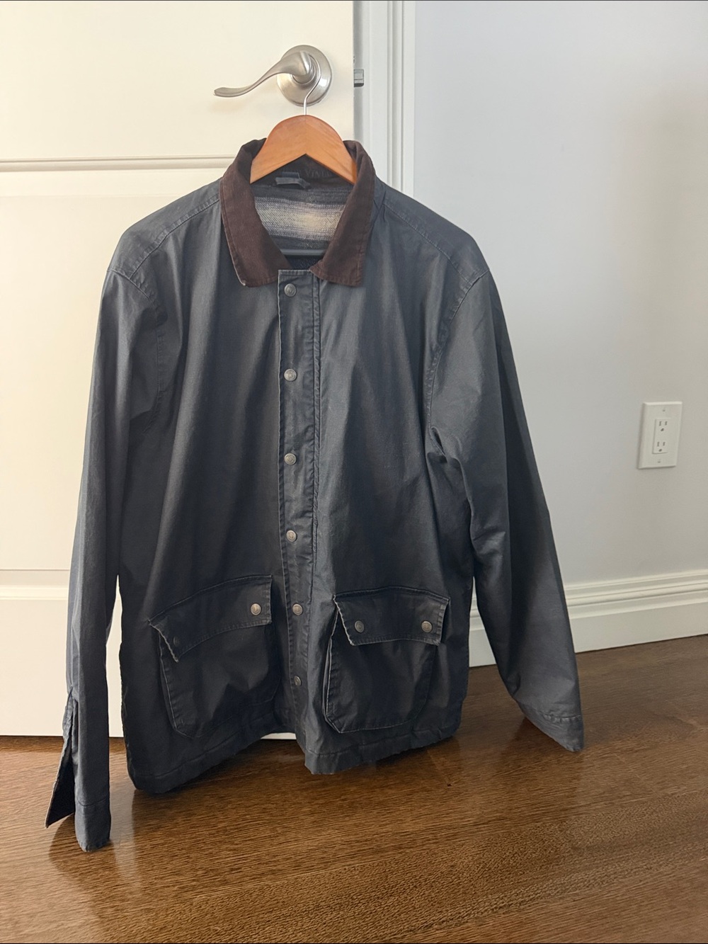 Tailor Vintage Gray Jacket with Brown Corduroy Collar